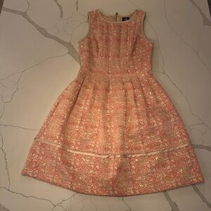 Vince Camuto Pink & Gold Brocade Fit & Flare Cocktail Dress Size